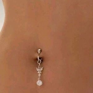 Copper Rhinestone Butterfly Decor Navel Belly Stud For Women And Men, Punk Pierc